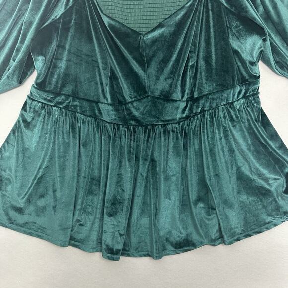 Torrid Velvet Corset Peplum Top Womens 5X Green Stretch Holiday Retro Romantic - Picture 5 of 16